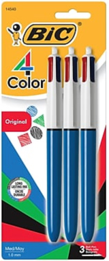BIC 4-Colour Pens - 3-Pack